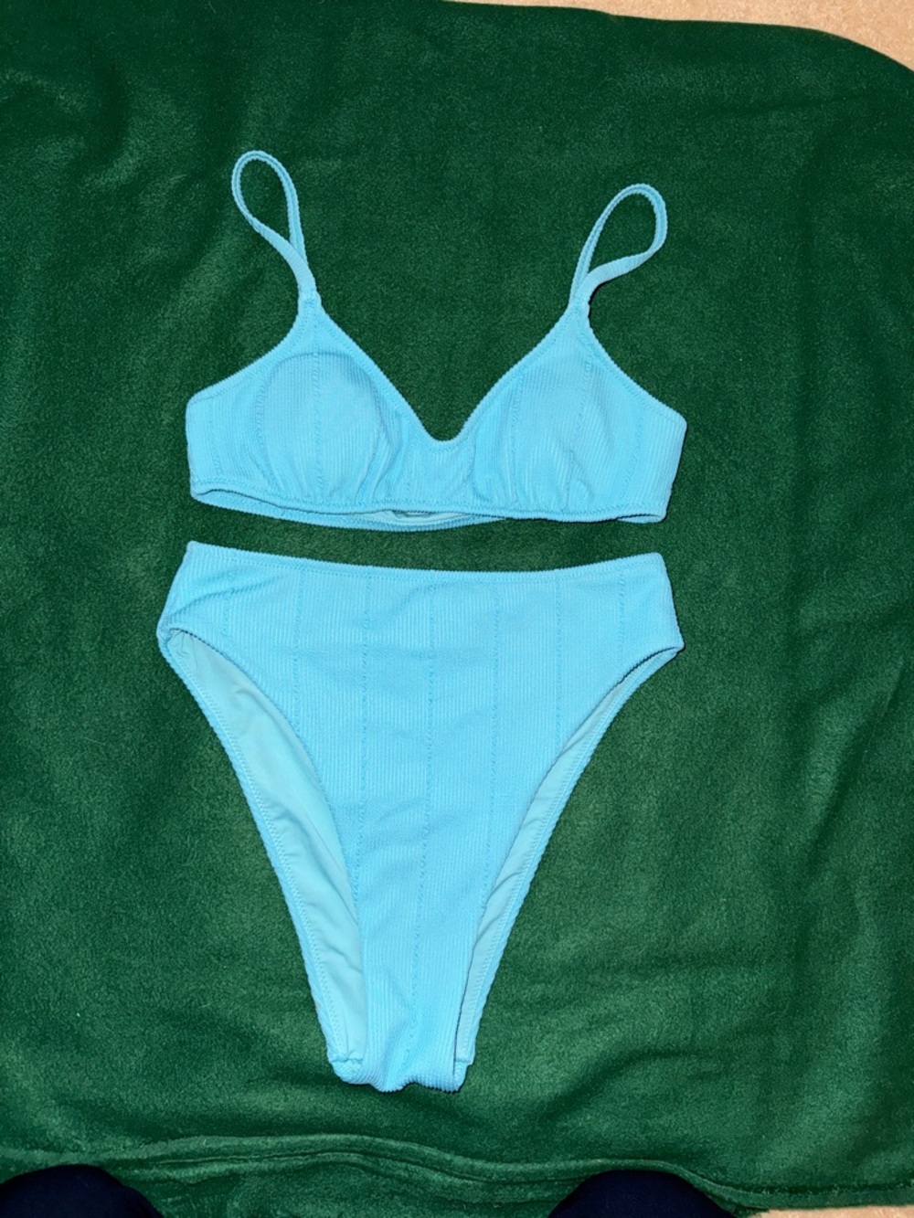 aerie Light Blue Ribbed High-Waist Bikini